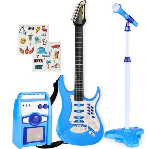 Best Choice Products - Kids Electric Musical Guitar Toy Play Set w/ 6 Demo Songs, Whammy Bar, Microphone - Electric Blue-Front_Standard 