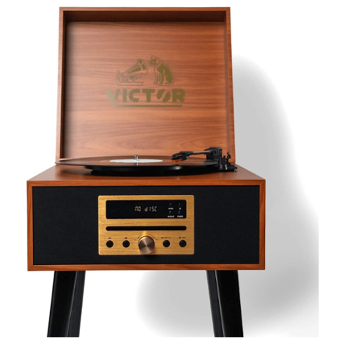 Victor Audio Newbury 8 in 1 Music Center w Chair Height Legs