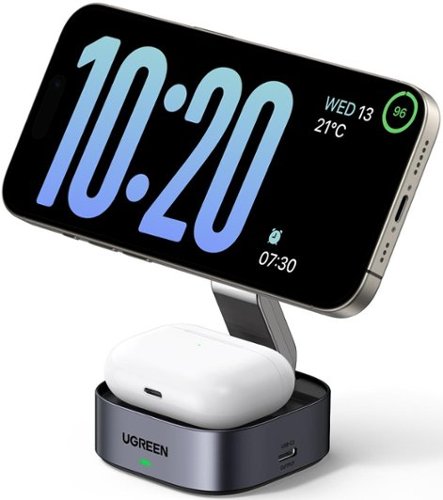$15.99, Was $39.99, 60% Off! UGREEN - MagFlow 2-in-1 Wireless Charger for iPhone 12-17 Series and AirPods, Compact Foldable Charging Station (No Adapter) - Black dealfomo