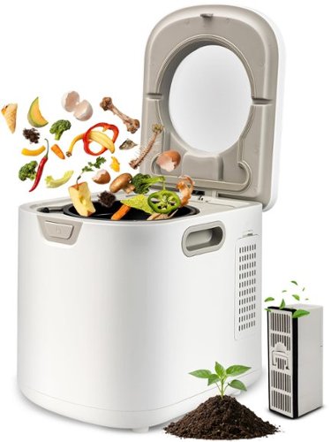 NutriChef - NCCMP4LWH 4 Quart Electric Kitchen Composter, Smart Countertop Bin, Odorless Carbon Filters - White-Front_Standard 