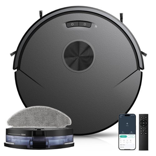 Teendow - 2 in 1 Robot Vacuum and Mop, Vacuum Cleaner with APP/Remote for Pet Hair, Self-Charging, 4 Cleaning Modes - Black-Front_Standard 