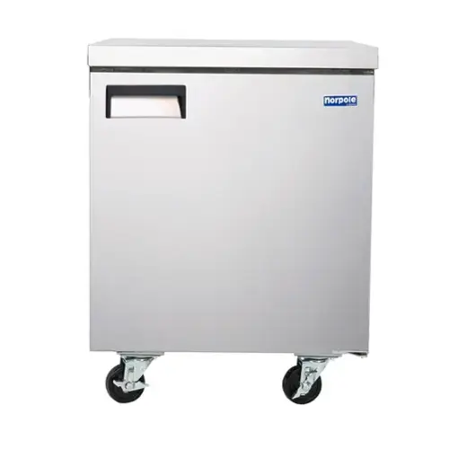 Front. Magic Chef - E-Series 27 in. 6 cu. ft. Single Door Under Counter Refrigerator in Stainless Steel - Stainless Steel.