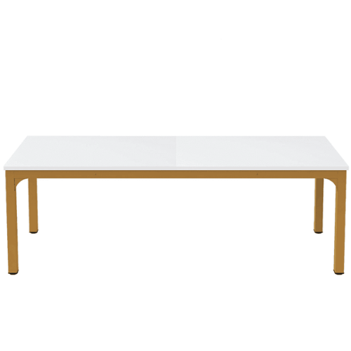 Kadyn - Dining Table, Living Room Table Rectangular, 78 inch Long Kitchen Table for 6-8 People - White & Gold-Front_Standard 