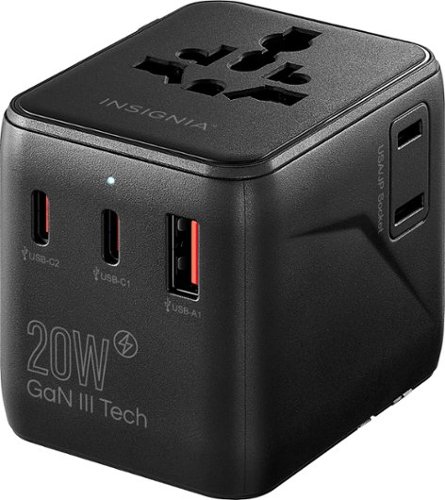 Insignia™ - 70W Travel Adapter with 2 AC Outlets, 3 USB-C Ports & 2 USB Ports - Black
