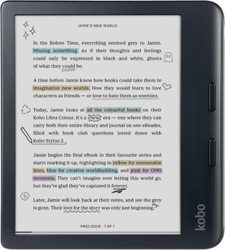 Kobo - Libra Colour | eReader | 7" Glare-Free Colour E Ink Kaleido 3 Display | Dark Mode Option | Waterproof - 2024 - Black-Front_Standard 
