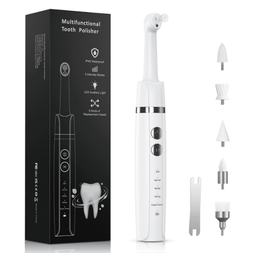 NEXPURE - Tooth Polisher, Rechargeable Tooth Whitening Kit for Teeth Cleaning and Whitening, 5 Speeds, 5 Brush Heads-Front_Standard 