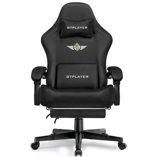 GTPlayer - Gaming Chair Fabric with Pocket Spring Cushion High Back Computer Chair - Black-Front_Standard 
