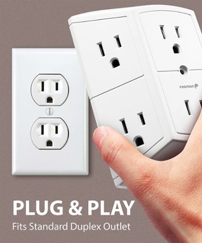 6 Outlet Wall Mount Surge Protector 1200 Joules, 3-Prong 1875Watts Wall Outlet Adapter Etl Listed White