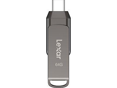 Lexar - JumpDrive D400 Dual 64GB USB 3.1 Flash Drive - Titanium-Front_Standard 