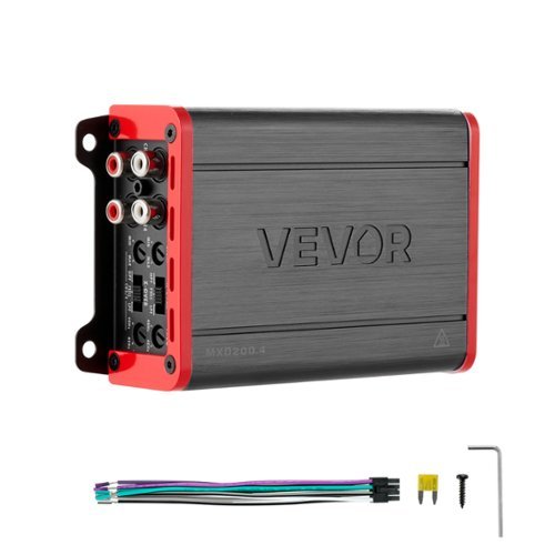 VEVOR - 4 Channel Car Audio Amplifier 2 Ohm Stable Bridgeable Class D Full Range Amp Max Power 4 x 120W @ 4 Ohm / 4 x 200W - Titanium Gray-Front_Standard 