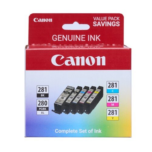 Canon - PGI-280 XL / CLI-281 5-Pack High-Yield - Pigment Black, Standard Capacity Ink Cartridges - Black/Cyan/Magenta/Yellow-Front_Standard