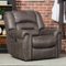 Bestier - Oversized Brown Vegan Leather Manual Power Recliner with Nailhead Trim and USB Port - Gray-Front_Standard