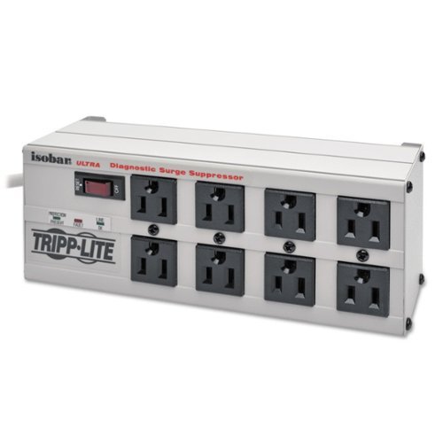Tripp Lite - ISOBAR8ULTRA 8 AC Outlets 12 ft. Cord 3,840 J Isobar Surge Protector - Light Gray-Front_Standard 