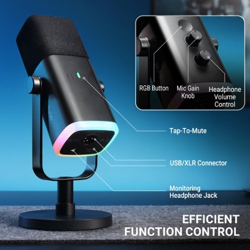 FIFINE Gaming Mic & Audio Mixer Set, XLR/USB Dynamic Microphone for Podcast/Voice Video, RGB Fade Gaming Lighting - Black WORLDWIDE DELIVERY