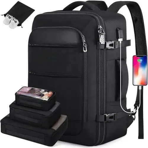 Black (Backpack With 4 Packing Cubes)