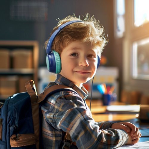 Tronsmart KH01C Wired Headphones for School Travel, Safe Volume Limited, Foldable Lightweight Over-Ear Headphones for PC/Tablet - Blue/Green BUY IN SINGAPORE