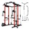 Mikolo - Power Rack Cage, 1500 lbs Weight Rack with Cable Crossover Machine, Multi-Function Squat Rack - Red-Front_Standard