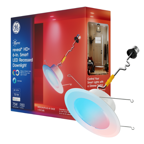 Cync Reveal Smart LED Recessed Downlights, Color Changing, 6in, 1pk - Full Color