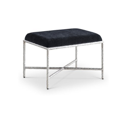 Meridian Furniture - Valley Chenille Fabric Bench - Black-Front_Standard 