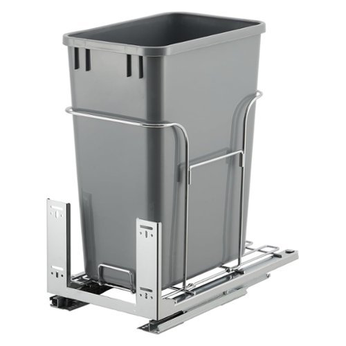 Jojoka - 30 QT Pullout Under-Cabinet Trash & Recycling Bin with Soft-Close Slides, Stainless Steel, 100 lb Capacity - Gray-Front_Standard 