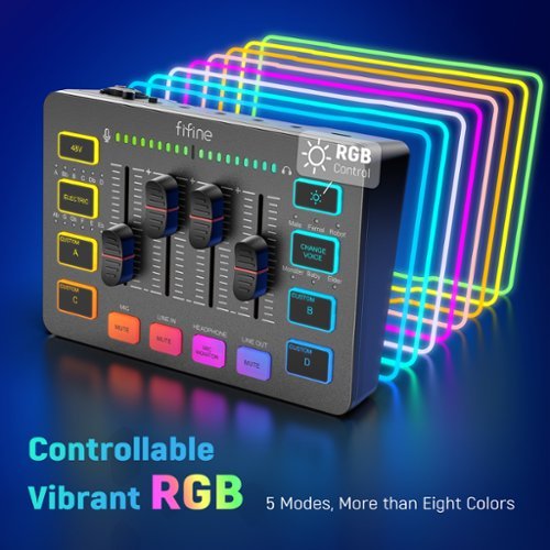 FIFINE USB Audio Mixer - 4 Channel Audio Interface with RGB for Gaming, Streaming, Content Creation - Black GLOBAL SHIPPING