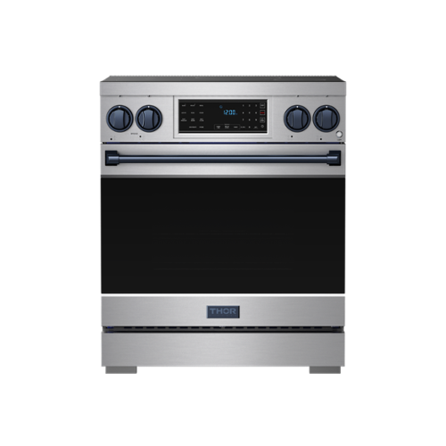 Gordon Ramsay Series by Thor Kitchen 4.8 Cu. Ft Freestanding Induction Range with Navy Blue Hardware - Stainless Steel