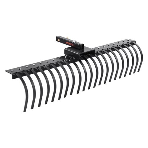 VEVOR - Tow Behind Landscape Rake, 60" Tow Dethatcher with 21 Steel Coil Tines, Lawn Dethatcher Rake Attaches - Black-Front_Standard 