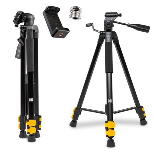 Kodak - 62" Lightweight Tripod w/ QuickRelease, Smartphone Adapter & Carry Case - Black-Front_Standard 
