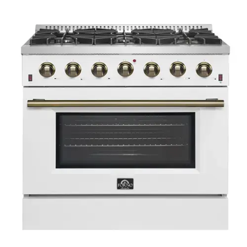 Front. Forno Appliances - Galiano 5.36 Cu. Ft. Freestanding Gas Range with Convection Oven - White.