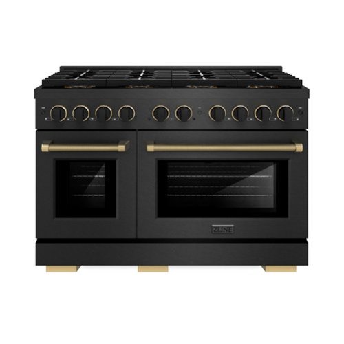 ZLINE - Designer 48 in. 6.7 cu. ft. Double Oven Freestanding DuoPro Gas Range in Black Satin with Black and Bronze Accents - Black Satin Stainless Steel