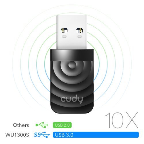 Cudy  AC1300 Wi-Fi USB Adapter - 5GHz/2.4GHz, Wireless Adapter, Compatible with Windows, iOS 10.6-10.15.3, Linux, Black - black WORLDWIDE DELIVERY