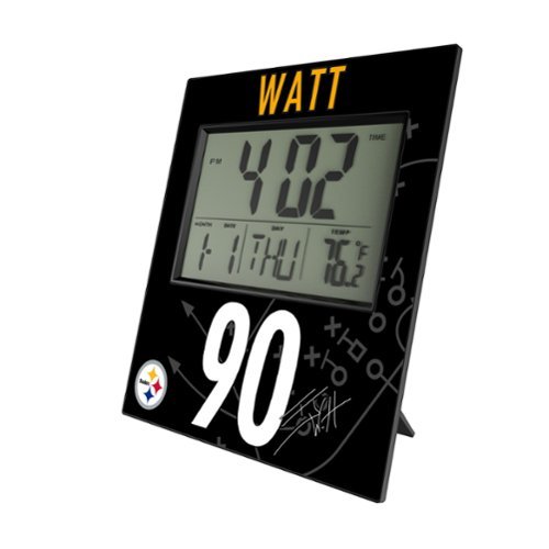 Keyscaper - T.J. Watt Pittsburgh Steelers Digital Desk & Wall Clock - Multicolor-Front_Standard 