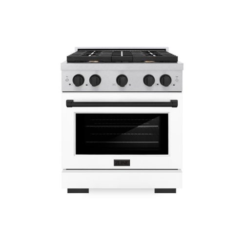 ZLINE - Autograph 30 in. Paramount Satin Steel Gas Range with Black Accents (SGRSZ-WM-30-MB) - White Matte-Front_Standard 