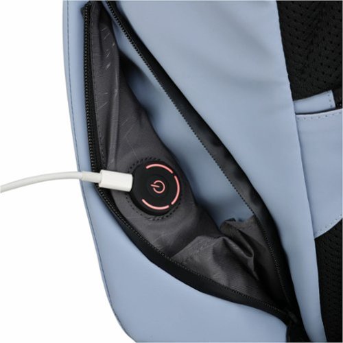 Swissdigital Design LAMONE L LED TSA-Friendly Water-Resistant Backpack With USB Charging Port RFID Protection and Fits Up to 16″ Laptop - Light Blue BUY IN UAE