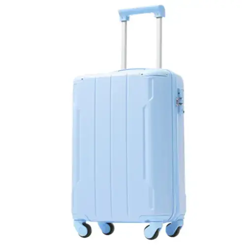 Front. HTUTWOO - Hardshell Luggage - 20-inch Expandable Checked Suitcase, Lightweight Durable ABS, Double Wheels - Sky Blue.