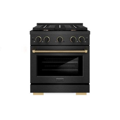 ZLINE - Designer 30 in. 4.2 cu. ft. Manual Clean Freestanding Gas Range in Black Satin Steel with Black and Bronze Accents - Black Satin Stainless Steel