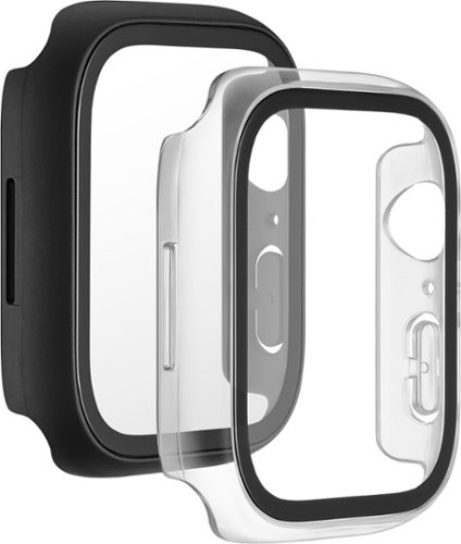 Insignia™ Bumper with Glass Screen Protector for Apple Watch 44/45mm - Black and Clear HOW TO BUY