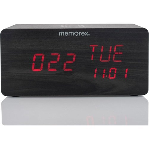 Memorex - MX-CRBT250 Bluetooth LED Alarm Clock with Wireless Charger - Black-Front_Standard 