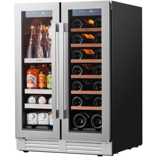 Ca'Lefort - Wine and Beverage Refrigerator 24 Inch Dual Zone Wine cooler Holds 20 Bottles &60 Cans,Built-in/Freestanding Wine Fridge - Stainless Steel-Front_Standard 