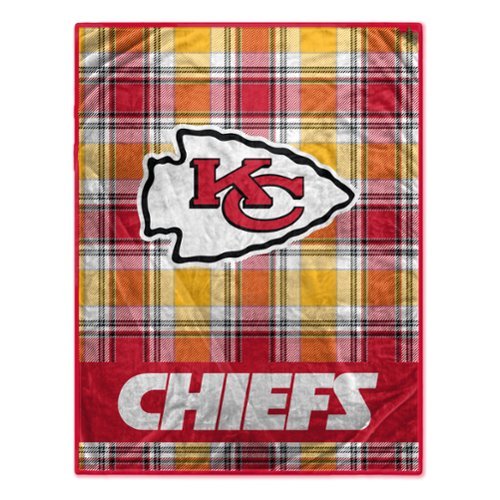 Pegasus - Kansas City Chiefs 66" x 95" Oversized Plaid FAN-mily Ultra Cozy Blanket - Multicolor-Front_Standard 