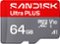 SANDISK - 64GB ULTRA PLUS MICROSD UHS-I CARD-Front_Standard