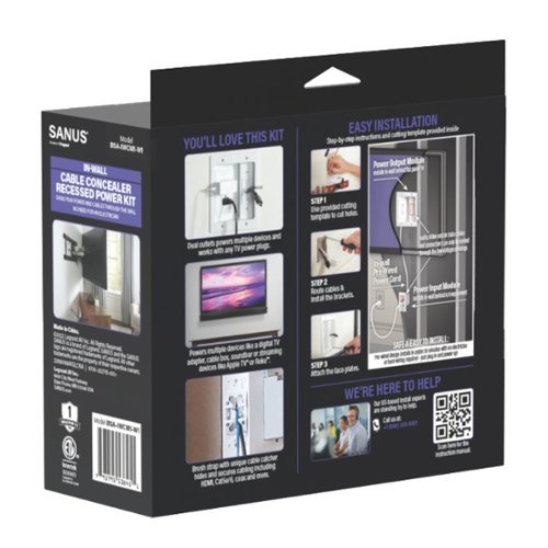 Sanus In-Wall Cable Concealer Recessed Power Kit for Mounted TVs - White BUY IN DUBAI