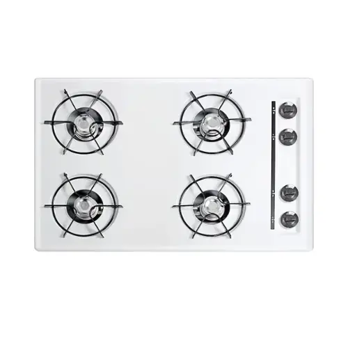 Front. SUMMIT - 30" Wide 4-Burner Gas Cooktop - White.