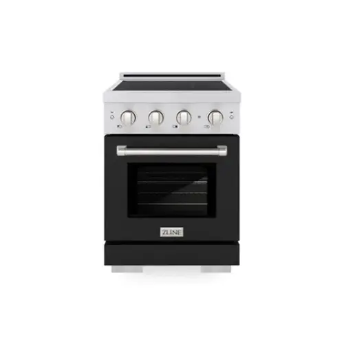Front. ZLINE - 24 in. 3.2 cu. ft. Paramount Freestanding Induction Range with 3 Burners and Electric Oven with Black Matte Door - Black Matte.