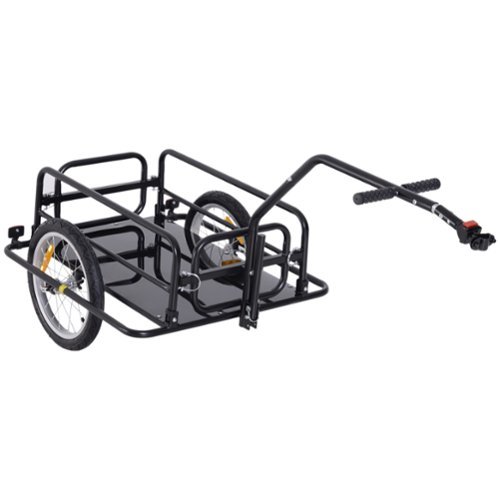 Aosom - Bike Cargo Trailer, Bicycle Trailer, Heavy-Duty Bike Wagon Cart, Foldable Compact Storage - Black-Front_Standard 
