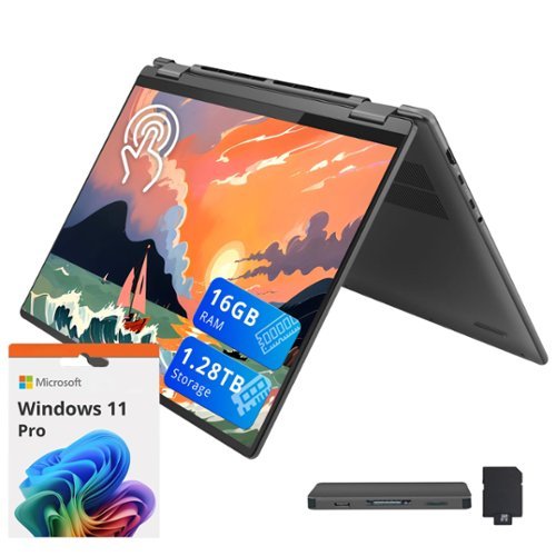 Lenovo - Yoga 7i 16" WUXGA 2-in-1 Touchscreen Laptop,Intel i7-1355U,16GB LPDDR5,1TB SSD+256GB Dock Station,Win 11 Pro - Gray-Front_Standard 