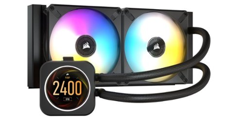 CORSAIR - iCUE H100i ELITE LCD Display Liquid CPU Cooler 120mm Fans + 240mm Radiator Liquid Cooling System + Custom IPS LCD Screen-Front_Standard 