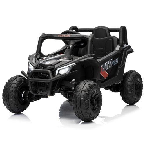 GARVEE - 12V Kids Ride-On UTV Truck, Electric Car w/Remote, Switchable 4WD/2WD, EVA Tires, Bluetooth & LED Lights - Black-Front_Standard 