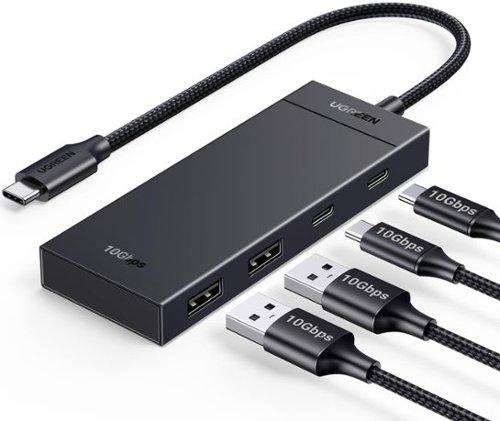 UGREEN - 4-Port USB 3.2 Hub, USB-C to 2×USB-A & 2×USB-C Splitter for Laptops, PC, and More - Black-Front_Standard 