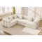 KERDOM - Upholstered L Shaped Modular Sofa Bed with Chaise, Corduroy Folding Floor Convertible Sofa Couch Bed for Living Room - Beige-Front_Standard